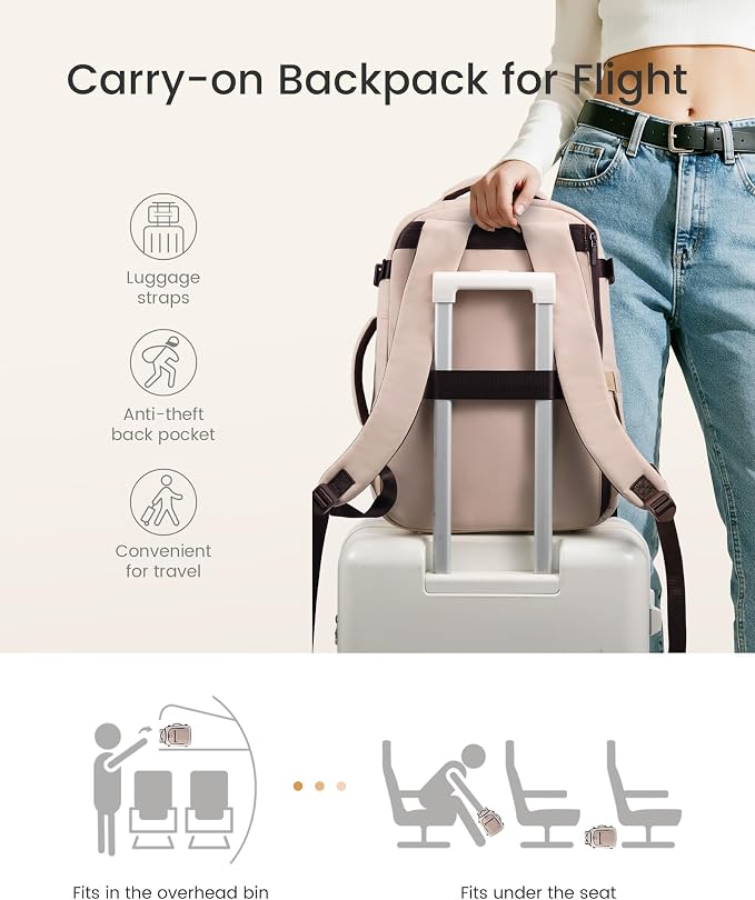 LOVEVOOK Travel Backpack for Women & Men, Airline Approved Carry On Bag | TSA Personal Item Backpack with 3 Packing Cubes,Waterproof Weekender Bag ,Laptop Backpack 5 Compartments for Business Travel - Image 4