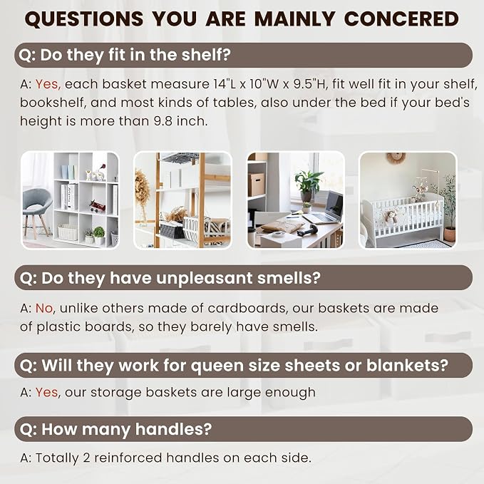 Criusia Closet Organizers and Storage Baskets - 6 Pack Shelf Organizer Bins with Handles - Clothes Storage Bins for Bedroom Nursery Home Closet Organization - Blanket Toy Storage Organizer - Image 7