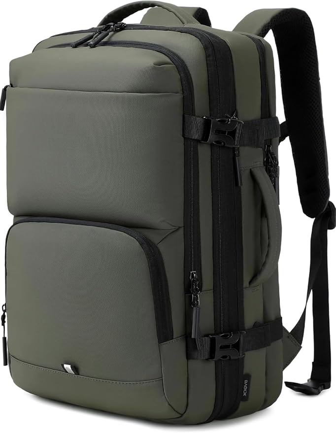 BAGOK Carry On Travel Backpack, 35L-40L Expandable Extra Large Airline Approved,Lightweight Daypack for Men and Women（Green） by BAGOK