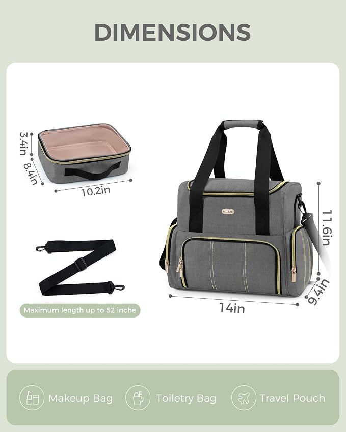 BALULHG Large Travel Makeup Bag with 2 Removable Cases, Cosmetic Bag with Multiple Storage Sections, with Multiple Storage Sections,Double Layer Big Travel Make Up Organizer Case,Travel Toiletry Bag - Image 2
