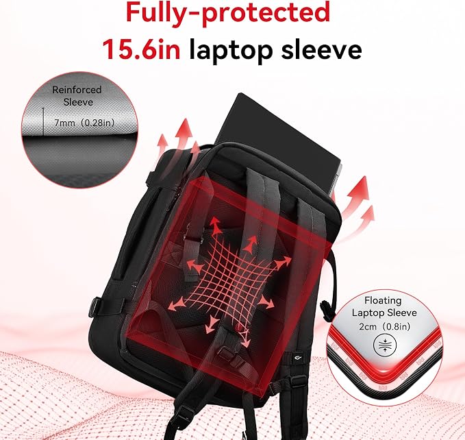CROSSGEAR Travel Backpack for Spirit Airlines 18x14x8 Inch,TSA Approved Underseat Personal Item Backpack for 15.6" Laptop,1.8lb Lightweight Eco-Friendly Bag with Anti-Theft Lock & RFID Pocket(Black) - Image 9
