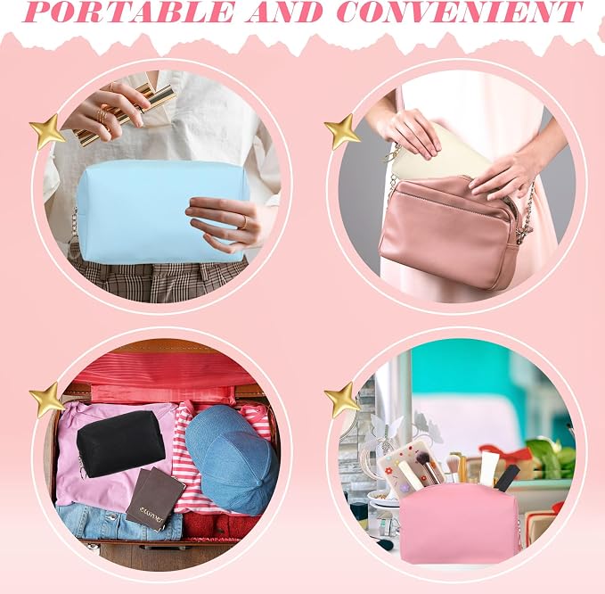 Chunful 24 Pcs Preppy Makeup Bag PU Leather Cosmetic Bag Bulk Makeup Plain Pouch Waterproof Toiletry Purse for Women Traveling Preppy Pencil Case Valentine's Day Gifts(Mixed Colors) - Image 7
