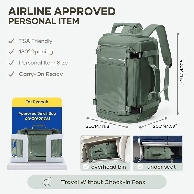coofay Travel Backpack for Women Men, Carry on Backpack for Airplanes | Personal Item Travel Backpack Carry on Flight Approved,Mochila de Viaje Casual Daypack Backpacks Tsa Approved Hiking Backpack - Image 2