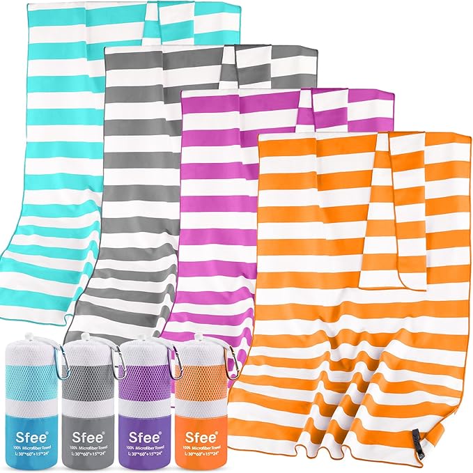 Sfee 2 in 1 Microfiber Travel Towel, Quick Dry Towel Camping Beach Towel Super Absorbent Compact Lightweight Sports Gym Towel Set for Gym, Hiking, Pool, Bath, Yoga (Small: 32''x16'') by Sfee