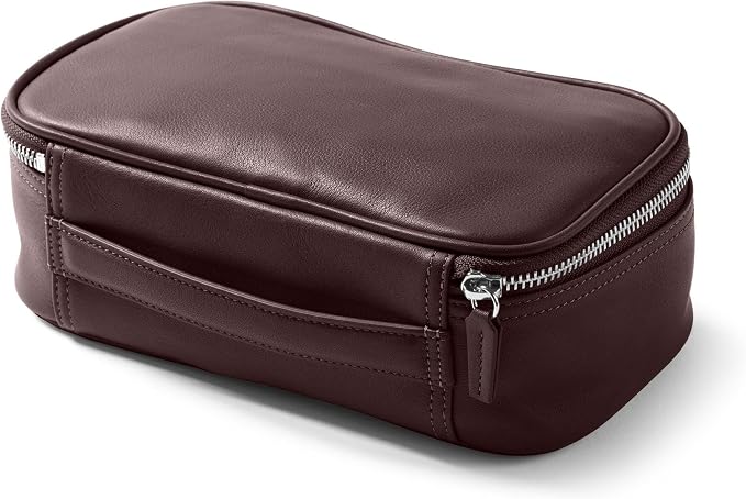Leatherology Brown Medium Travel Organizer - Zipped mesh storage pocket, elastic loops for organization, metal zipper with leather pull - Image 3