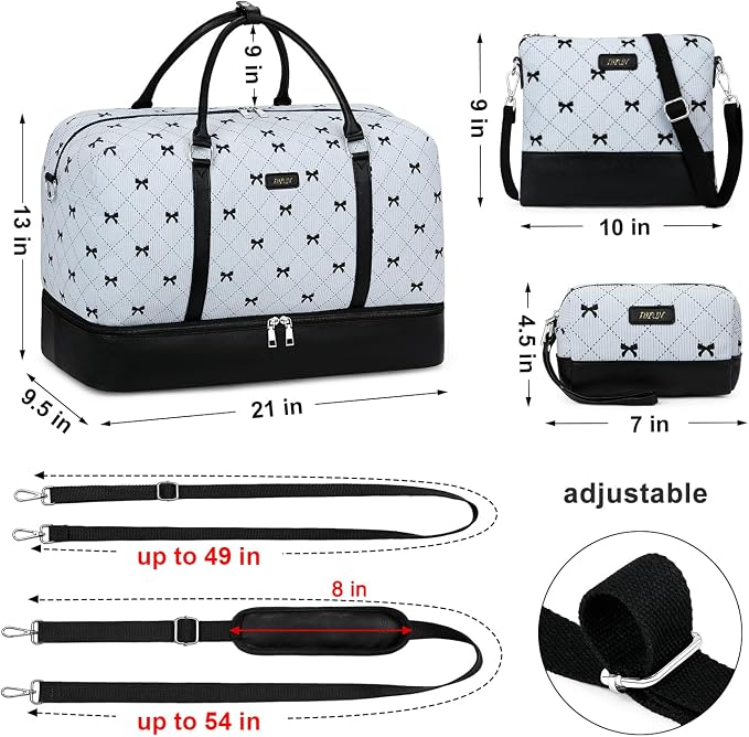 IBFUN Weekender Bags for Women, 21" Weekender Travel Bag, Travel Duffle Bag with Shoe Compartment Carry on Overnight Duffel Bag for Weekend Travel Business Trip, 3PCS - Image 5