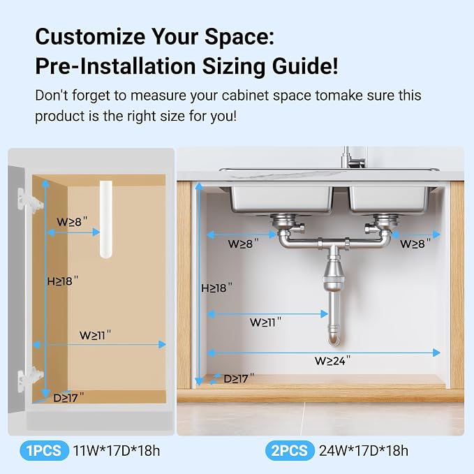 TISTAYA Pull-out Under Kitchen Sink Organizer, Metal Functional Under Sink Organizer, Height Adjustable Under Bathroom Sink Organizer, Under Sink Storage for Kitchen Bathroom Cabinet (White) - Image 2