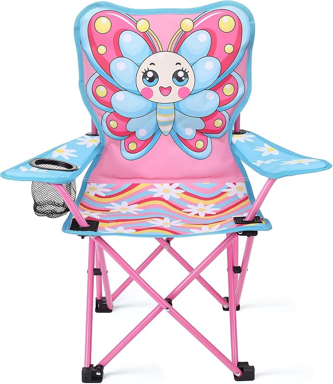 KABOER Kids Outdoor Folding Camping Chair with Cup Holder Carrying Bag | Portable Camping Chair for Beach Picnic Camping Travel Lawn Ages 3-10 by KABOER