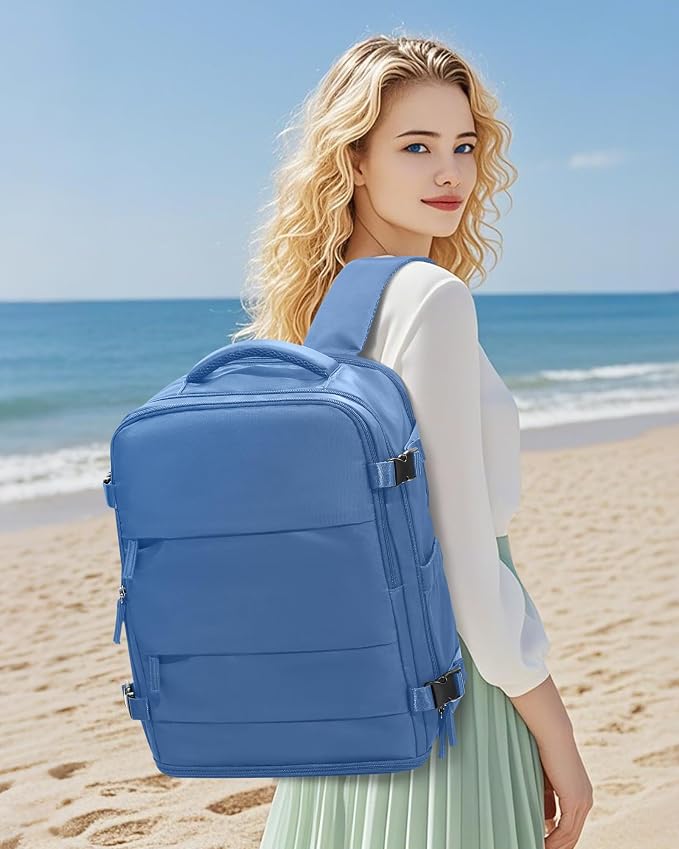 coowoz Large Travel Backpack Carry On for Women Man Waterproof Gym Backpacks with Laptop Compartment Mochila de Viaje Teacher Personal Item Backpack Rucksack Airplane Accessories Must Haves Sky Blue - Image 9