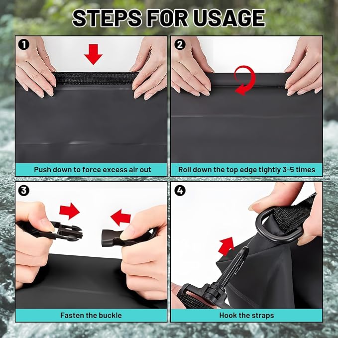 Waterproof Dry Bag,Roll Top Sea Turtle Coral Starfish Small Waterproof Backpack 5L/10L/20L Floating Lightweight Bags for Kayaking, Boating, Fishing, Swimming Camping with Waterproof Phone Case - Image 8