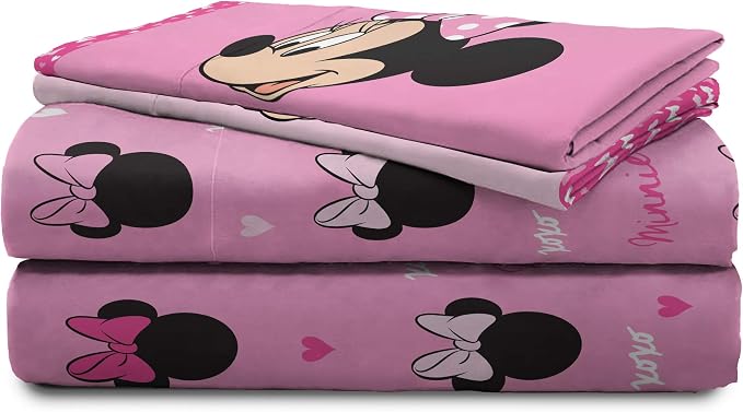 Jay Franco Disney Minnie Mouse Kids Full Size Sheet Set 4 Piece - Cute | Super Soft Microfiber, Deep Pocket, Flat & 2 Pillowcases, Reversible, Machine Washable, Pink Polka Dot (Officially Licensed) - Image 5