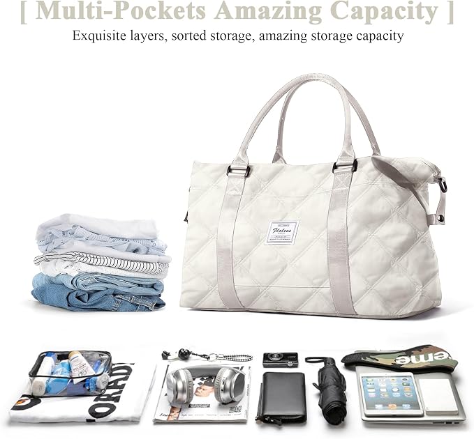 Travel Duffel Bag, Carry On Overnight Weekender Bags for Women | Travel Bag with Wet Pocket & Trolley Sleeve, For Spirit Airlines 18x14x8 Personal Item Bag - Image 2