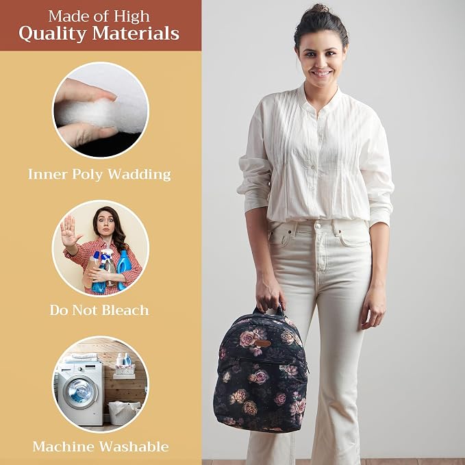 Maison d' Hermine Backpack for Women Men Cotton Shoulder Multipurpose Rucksack with Small Pouch Lightweight Multi Pocket Bag for Travel Work Beach Perfect for Spring Summer (Moody Florals) - Image 3