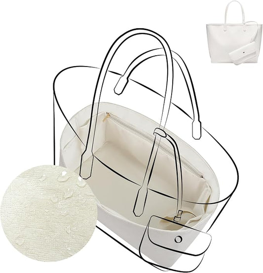 DGAZ Lightweight Purse Organizer Insert for GYARD-Anjou/Artois/SaintLouis Bags,silk and DupontPaper handbag inner for Luxury Bag(Craie,AnjouPM) by DGAZ