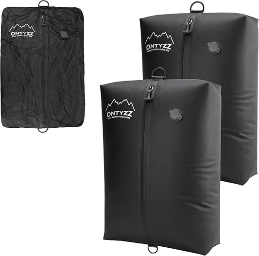 ONTYZZ Travel Vacuum Compression Bags, IPX8 Waterproof Luggage Space Saver Bags, Reusable TPU Vacuum Seal Bags for Travel Clothes Storage, 2 Pack Dark Black by OTNYZZ