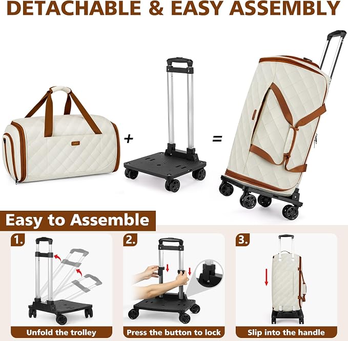 Rolling Garment Bags for Travel - Carry on Convertible Garment Duffle Bags with Wheels for Men Women, 4 in 1 Large Travel Duffel Bags with Shoes Compartment Hanging Suit Dress Weekender Bag 4pcs Set - Image 3