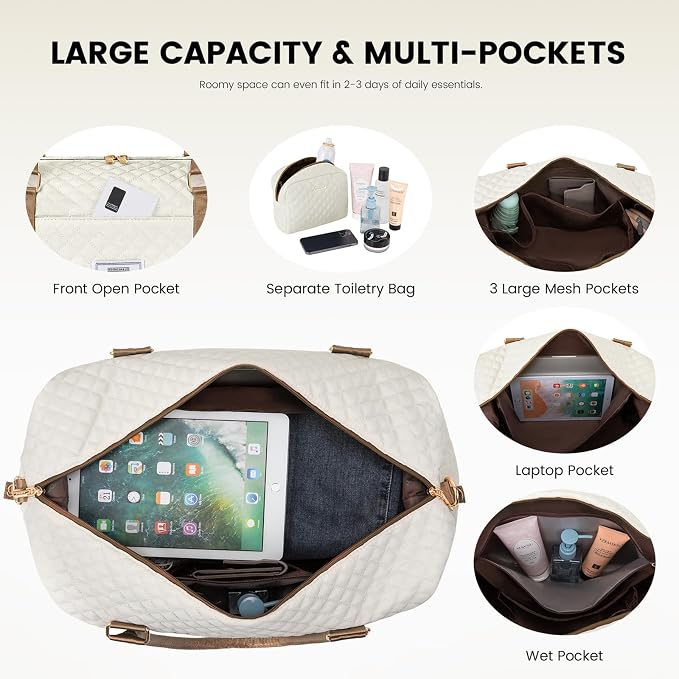 LOVEVOOK Travel Duffle Bag,Weekender Bags for Women with Shoe Compartment，Carry on Overnight Bag with Toiletry Bag,Gym Duffel Bag with Wet Pocket, Hospital Bags for Labor and Delivery - Image 3