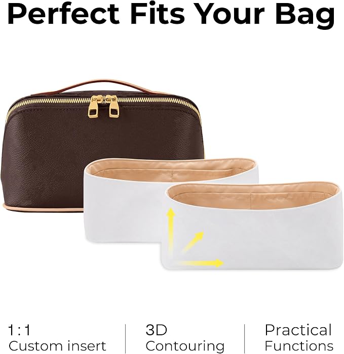 Purse Organizer Insert Compatible with LV Toiletry | Handcrafted DuPont™ Tyvek®, Precision 1:1 Custom Fit, Vanile, Lightweight, Keep Bag Clean & Protected for Travel & Commute - Image 4
