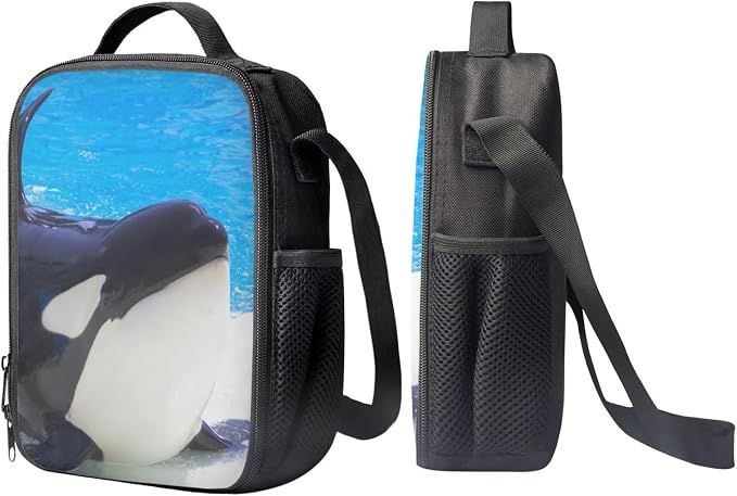Kids Novelty Animal Backpack and Lunch Box for Boys Girls Student Lightweight 17 Inch School Killer Whale Orca Backpack with Lunch Bag Pencil Case Kids Comfy Padded Black Large Bookbag - Image 4