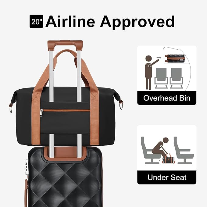 Somago Luggage Sets Suitcase with TSA Lock YKK Zipper Spinner Wheels ABS Hardside Luggage Weekender Bags Travel Set (Black, 3 Piece Set (20/DB/TB)) - Image 6