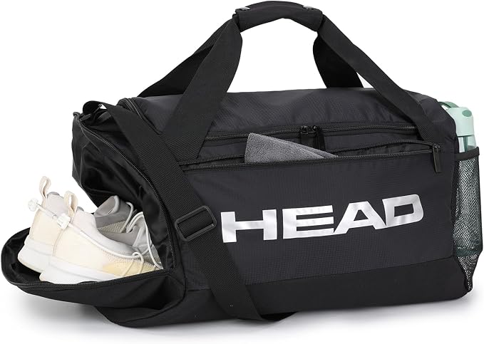 HEAD 45L Gym Duffel Bag with Separate Shoe Compartment & Wet Pocket for Men | Waterproof, Large Openning, with side pocket&inner large zipper pocekt, for Sport, Workout, Fitness, Swimming, Travel by Unknown