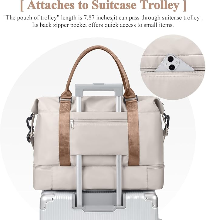 Travel Duffel Bag with Shoes Compartment,Weekender Bags for Women Travel | Overnight Carry-On Bag with Toiletry Bag, For Spirit Airlines 18x14x8 Personal Item Bag - Image 6