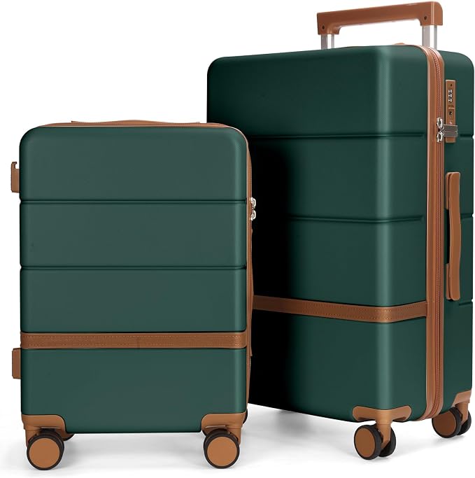Luggage Sets, 2 Piece Suitcase set with wheels Tsa Lock 20/24 inchi Hardshell Waterproof Travel Suitcases luggage for Women/Men/Family (Dark Green) by Maungti