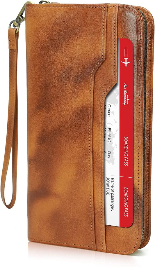 Polare Full Grain Leather Family Travel Passport Wallet and Documents Organizer RFID Blocking Case Holder Fits 6 Passports for Men and Women by polareoriginal