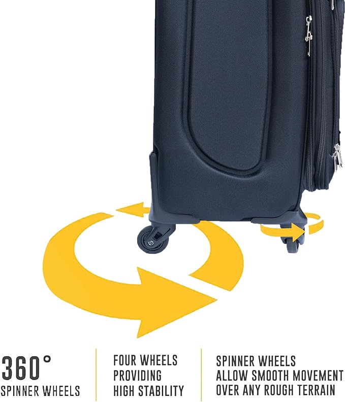 Merax Luggage Set Softshell 2 Piece 20/24 Expandable Suitcase with Backpack | Softside Lightweight Travel Carry on Luggage with Wheels,Black - Image 4