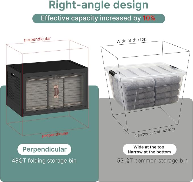 UAMFURI 240QT Lockable Plastic Storage Bins, 5 Pack Collapsible Cabinets | Stackable Organizer with Doors & Wheels, Foldable Containers for Bedroom, Dorm, Office & Garage Storage - Image 4