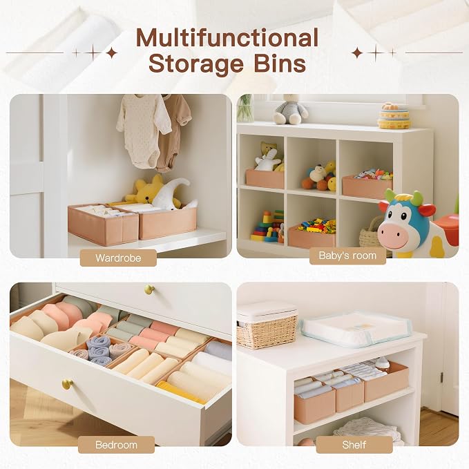 Criusia Drawer Organizer Clothes, 21 Pack Dresser Organizer for Baby Clothes, Underwear, Sock - Foldable Closet Organization and Storage Dividers Bins for Nursery, Bedroom (Brown) - Image 5