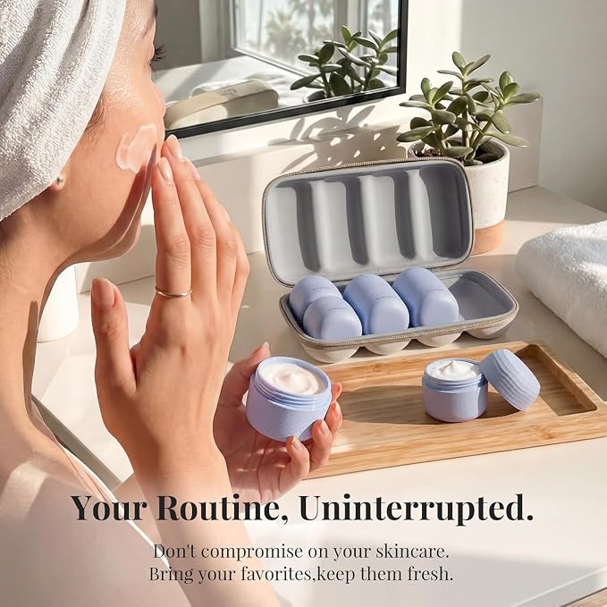 Travel Toiletry Jar Set - 6Pcs Leakproof Travle Containers, Dual - Includes 4 x 30ml, 2x60ml & 10 x Magnetic Labels, Blue - Image 7