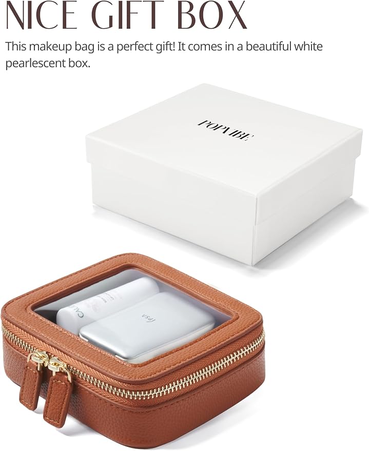 Popvibe Clear Makeup Bag Toiletry Case Travel Transparent Cosmetic Bag with Zipper, Portable Make Up Organizer Traveling Compact Car Bag for Essentials - Image 7