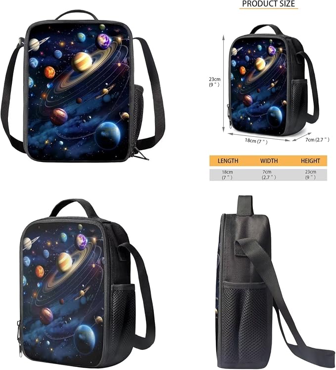 Space Galaxy Backpack for Boys Girls Backpack with Lunch Box Water Bottle Bag and Big Pencil Case 4PCS Set Bookbag with Compartments 17 inch Lightweight School Bag with Side Pocket for Kids - Image 5