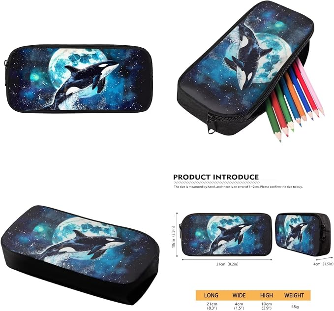 Killer Whale Girls Backpacks Ages 10-12/8-10/6-8 with Lunch Box Galaxy Moon Kids Middle School Bookbag Lunch Bag Pencil Case Book Bag Lunchbox Schoolbag Water Bottle Holder Set Back Pack - Image 6