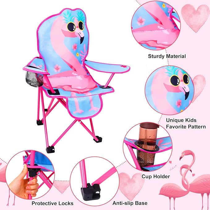 KABOER Kids Outdoor Folding Camping Chair with Cup Holder Carrying Bag | Portable Camping Chair for Beach Picnic Camping Travel Lawn Ages 3-10 - Image 3
