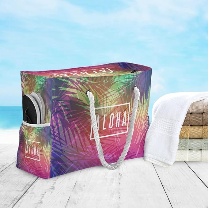 senya Large Beach Shoulder Bags Canvas Tote Water Resistant for Gym Travel Daily - Image 3