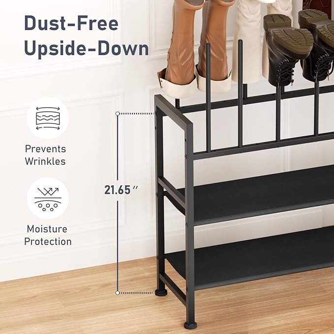 DIMJ Boot Rack 4-Tier - Black Metal Boot Storage Rack for Tall Boots Organizer, Multiuse Shoe Rack for Boots, Sneakers, High-Heel, Entryway, Fits 10 Pairs - Image 4