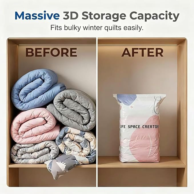 Pump-Free Compression Bags, Jumbo Airtight Storage for Comforters & Bedding (4 PCS, Large) - Image 5
