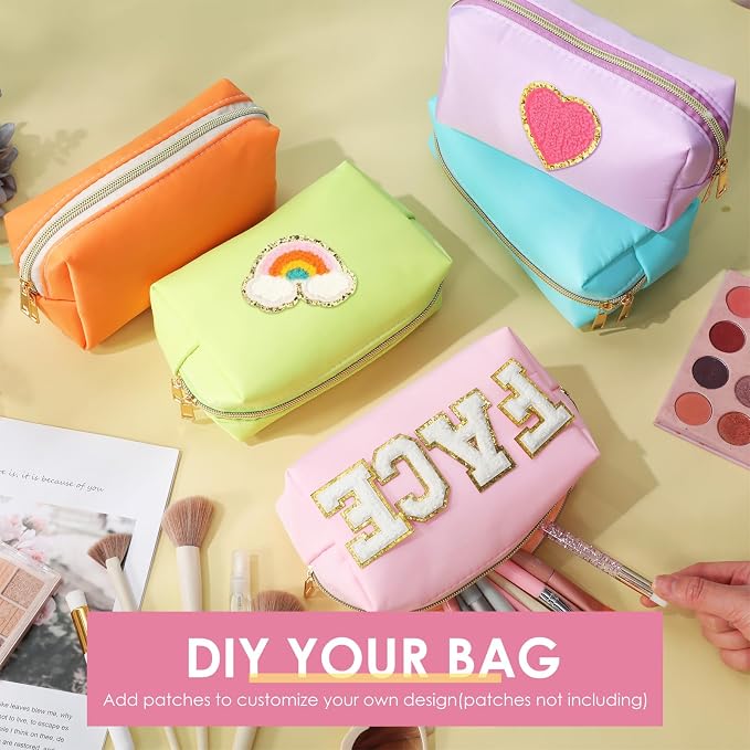 Kigeli 12 Pcs Nylon Makeup Bag Bulk Cosmetic Pouches Preppy Cosmetic Bag for Women Waterproof Travel Zipper Organizer Little Outdoor Accessory Makeup (Nylon, Foam,Macaron) - Image 4