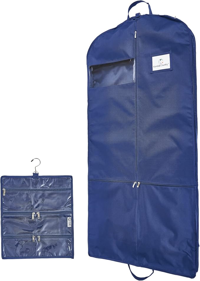 Premium Waterproof Hanging Garment Bag - 52 inch Clothes Bag with Gusset, 4 Pockets, Accessory Pouch & Side Zip for Dance Costumes, Skating, Theatre, Beauty Pageants, Cheer & More. by KendallCountry