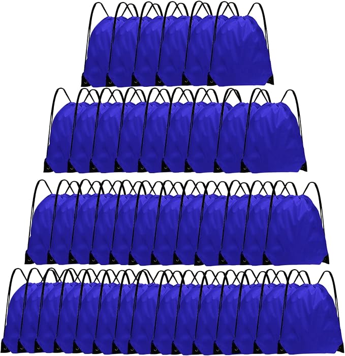 Grneric Drawstring Backpack Bulk 42 Pcs String Backpack Drawstring Bags Cinch Bag Sackpack for Men Women Gym (Navy Blue) by Grneric