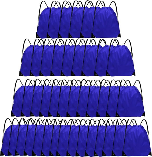 Grneric Drawstring Backpack Bulk 42 Pcs String Backpack Drawstring Bags Cinch Bag Sackpack for Men Women Gym (Navy Blue) by Grneric