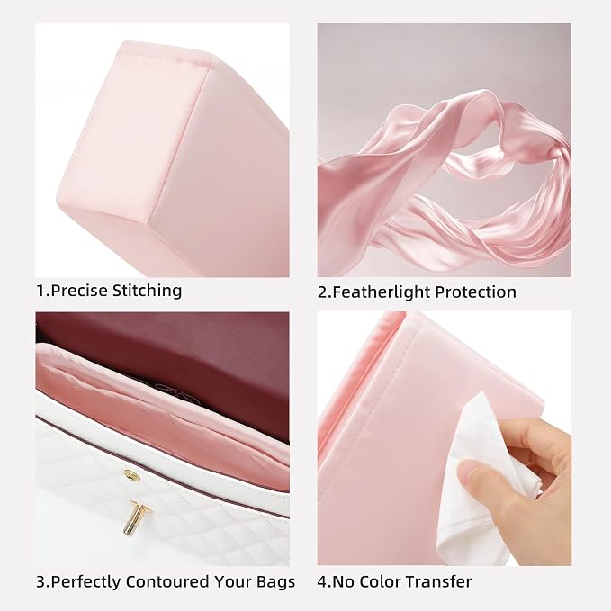 DGAZ Silk Purse Organizer Insert For Lady-Dior Micro/Mini/S/M/L bags，Silky Smooth Bag Organizer，Luxury Handbag & Tote Shaper（Pink，S） | Soft and Lightweight,Perfect Fit,Multi-pocket Storage,Bag Protector,Luxury Bag Care,Handmade,for Smooth Bag Organizer - Image 3