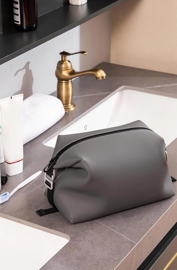 6"x 9.84" 4.5L Large Silicone Toiletry Bag,Waterproof Leakproof Foldable Travel Organizer,Dopp Kit Alternative for Men & Women,Grey - Image 8