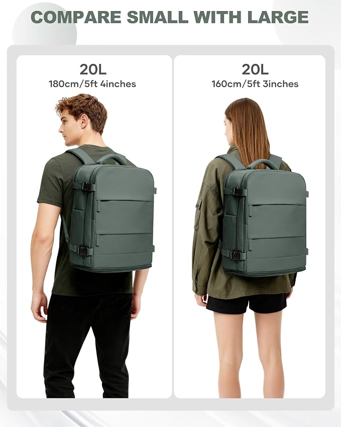 coowoz Travel Backpack Carry On for Women Man Gym Backpack with Laptop Compartment Mochila de Viaje Teacher Personal Item Backpacks Rucksack Airplane Accessories Must Haves Olive Green Small - Image 8