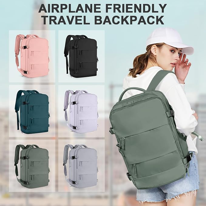 coowoz Large Travel Backpack For Women Men,Carry On Backpack Flight Approved,Hiking Backpack Waterproof Outdoor Rucksack Casual Daypack Fit 15.6 Inch Laptop Shoes Compartment,30L(Olive Green) - Image 7