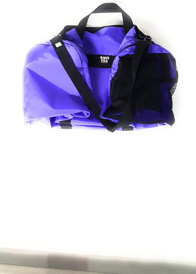 Duffle Bag Wet and Dry with One End Compartment Mesh, Front Pocket, Made In USA (Purple) - Image 6