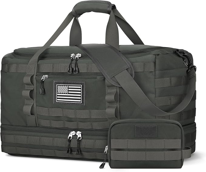 Travel Bag for Men Women, Gym Bag & Tactical Duffle Bags for Travel, Carry on with Toiletry Bag and Shoe Compartment, Weekender Overnight Trip with Wet Pocket for Workout Medical, Gray by ETRONIK