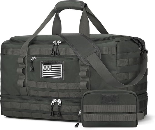 Travel Bag for Men Women, Gym Bag & Tactical Duffle Bags for Travel, Carry on with Toiletry Bag and Shoe Compartment, Weekender Overnight Trip with Wet Pocket for Workout Medical, Gray by ETRONIK